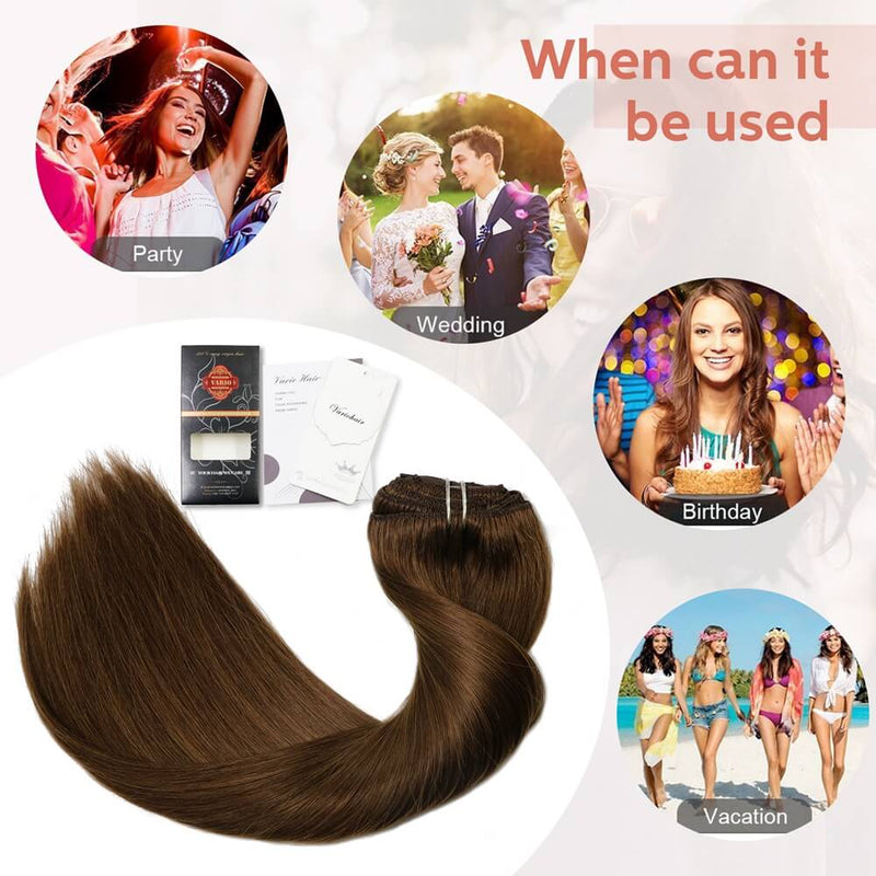 9A Medium Brown Clip in Remy Human Hair Extensions 7pcs/120g/#4
