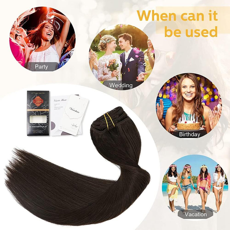 8A Dark Brown Clip in Remy Human Hair Extensions (7pcs/70g #2)