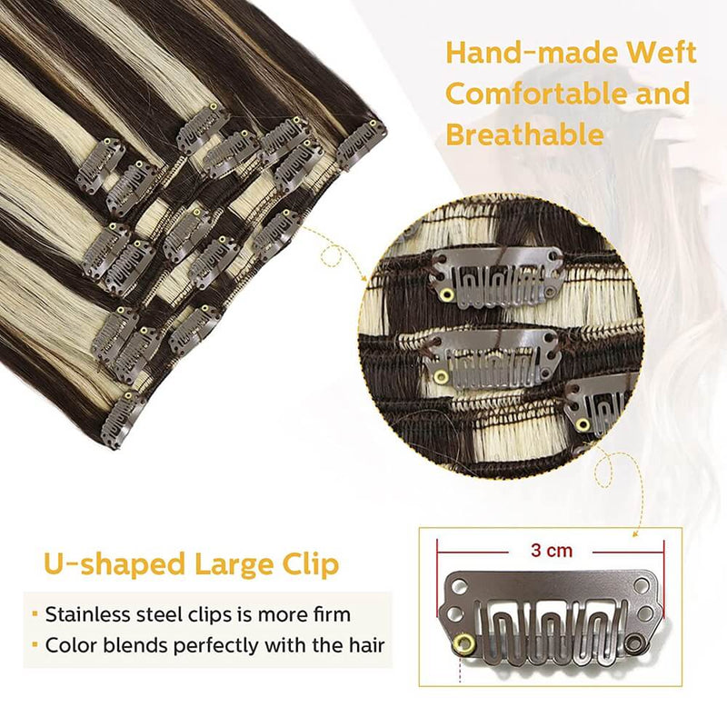 8A Blonde Highlighted Mixed Blonde Clip in Remy Human Hair Extensions (7pcs/70g #2P613)