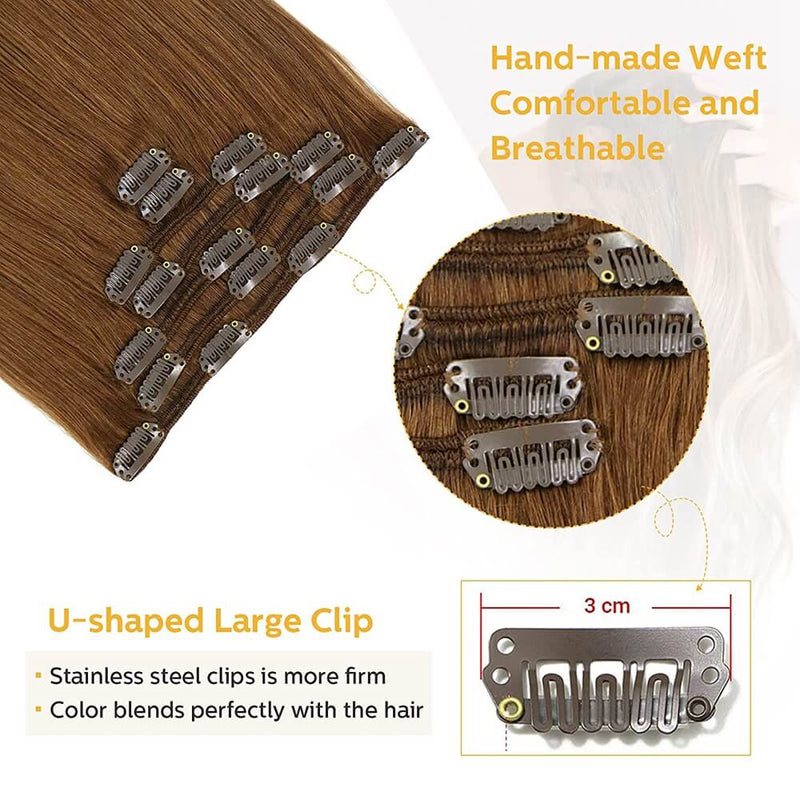 8A Chestnut Brown Clip in Remy Human Hair Extensions (7pcs/70g #6)