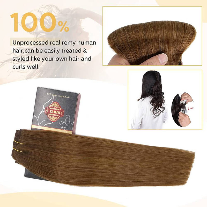 8A Chestnut Brown Clip in Remy Human Hair Extensions (7pcs/70g #6)