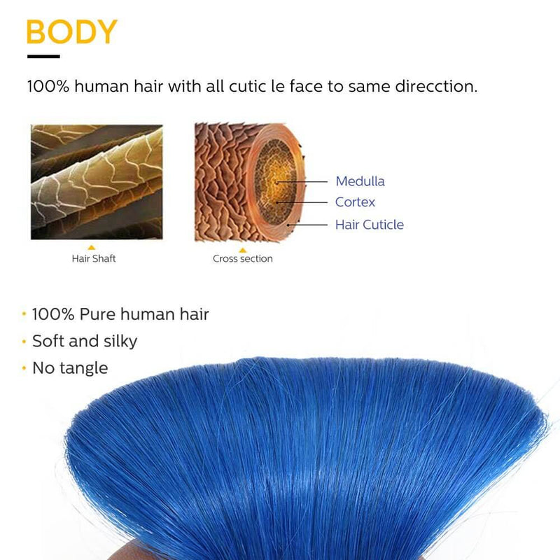 8A Blue Tape In Remy Human Hair Extensions (20 pcs #Blue)