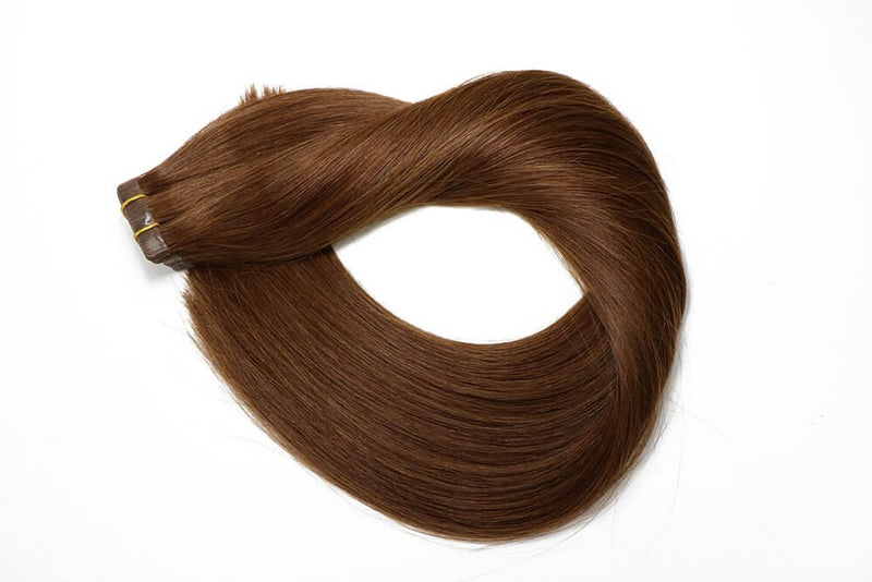 8A Medium Brown Tape In Remy Human Hair Extensions (20 pcs #4)