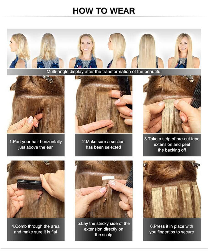 8A Blonde Tape In Remy Human Hair Extensions (20 pcs #60)