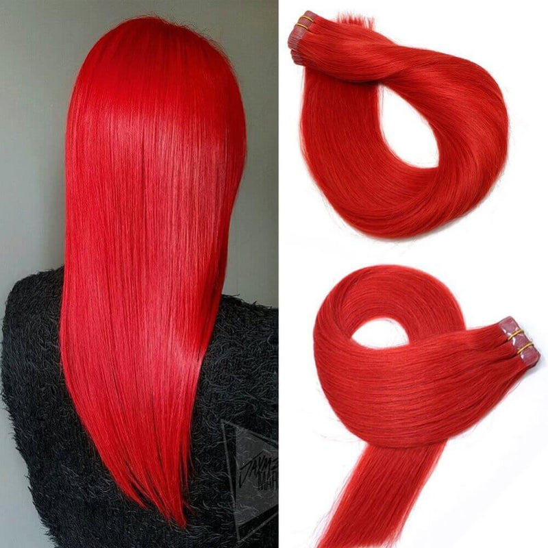 8A Red Tape In Remy Human Hair Extensions (20 pcs #Red)