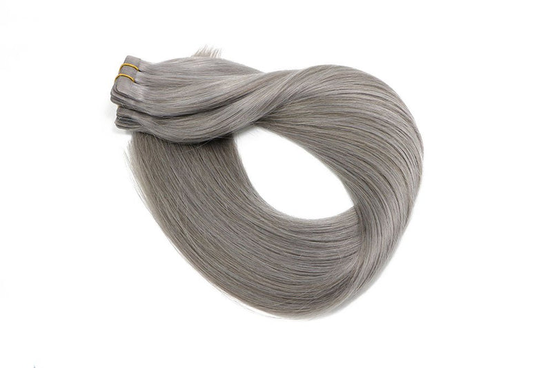 8A Silver Gray Tape In Remy Human Hair Extensions (20 pcs #Silver Gray)